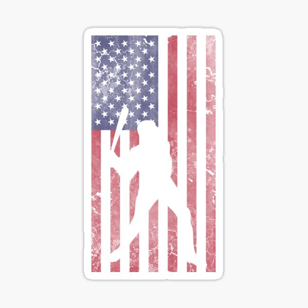 American Flag Baseball Sticker