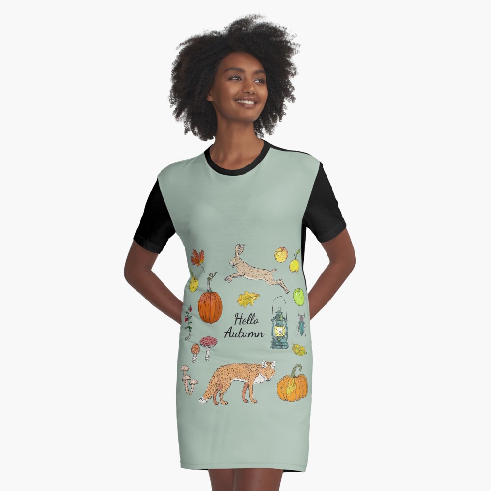 Hello autumn. Harvest season. Graphic T-Shirt Dress