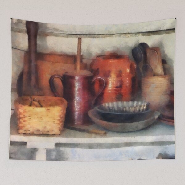 Item preview, Bowls, Basket and Wooden Spoons designed and sold by Susan Savad.
