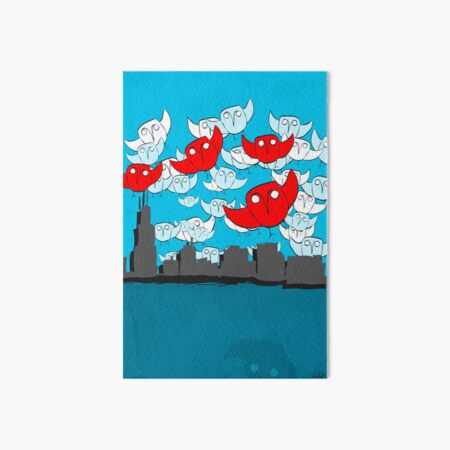 Owl Storm Over Chicago, red white and blue Art Board Print
