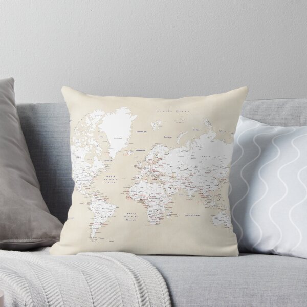 Item preview, Cream, white, red and navy blue world map, "Deuce" designed and sold by blursbyai.