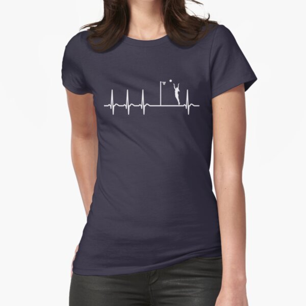 Heartbeat Netball T-Shirt - Cool Funny Nerdy Comic Graphic Heartbeat Netball Player Team Coach Team Humor Sayings Sayings Shirt Gift Gift Idea Fitted T-Shirt
