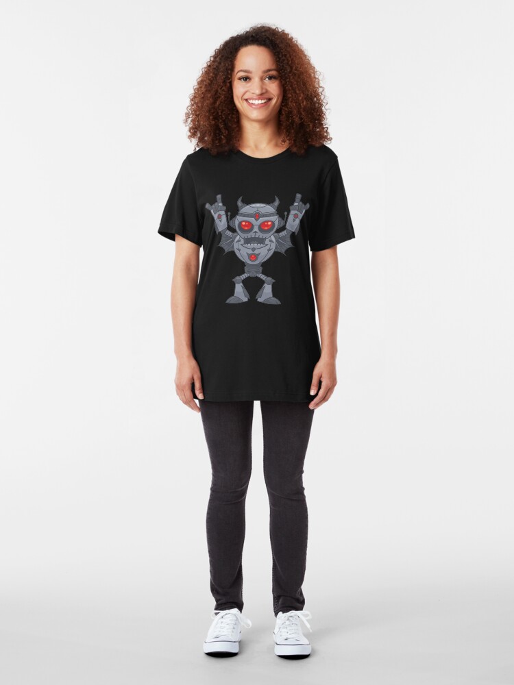 Alternate view of Metalhead - Heavy Metal Robot Devil Slim Fit T-Shirt
