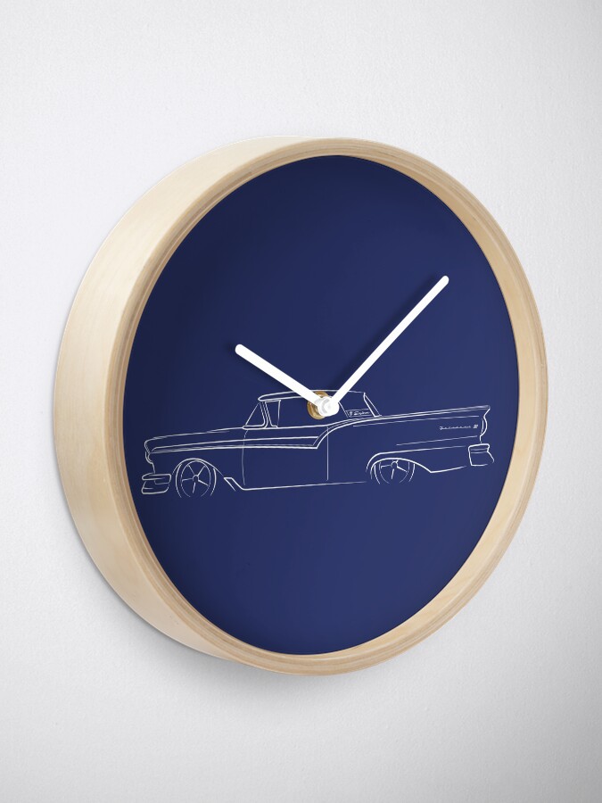 Alternate view of 1957 Ford Fairlane 500 Skyliner - profile stencil, white Clock