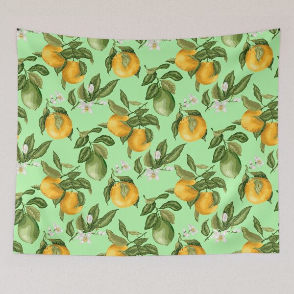Item preview, Citrus blooming branches with fruits and flowers designed and sold by Yulia Fushtey.
