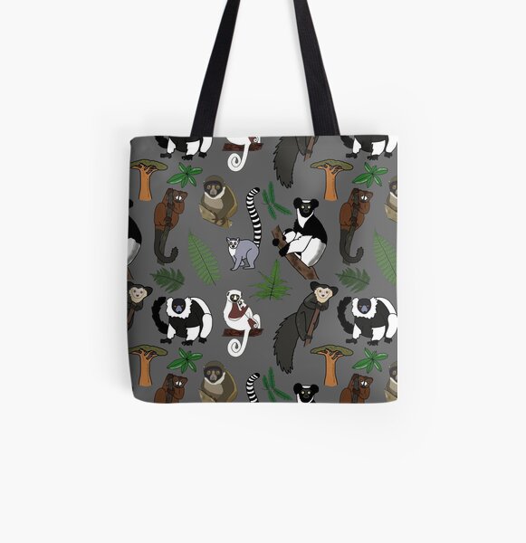 Lemur Pattern All Over Print Tote Bag