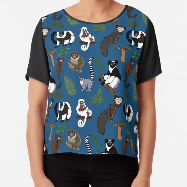 Lemur Pattern Chiffon Top