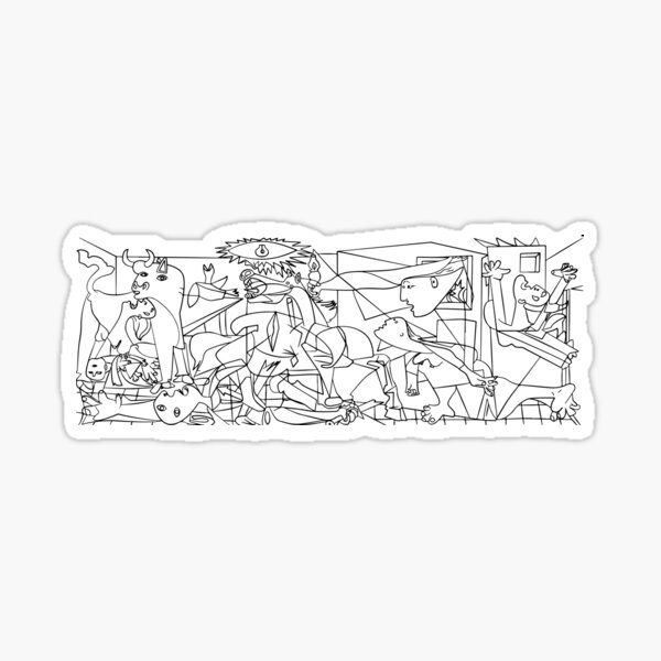 Pablo Picasso Guernica Sketch Artwork T Shirt, Reproduction Sticker