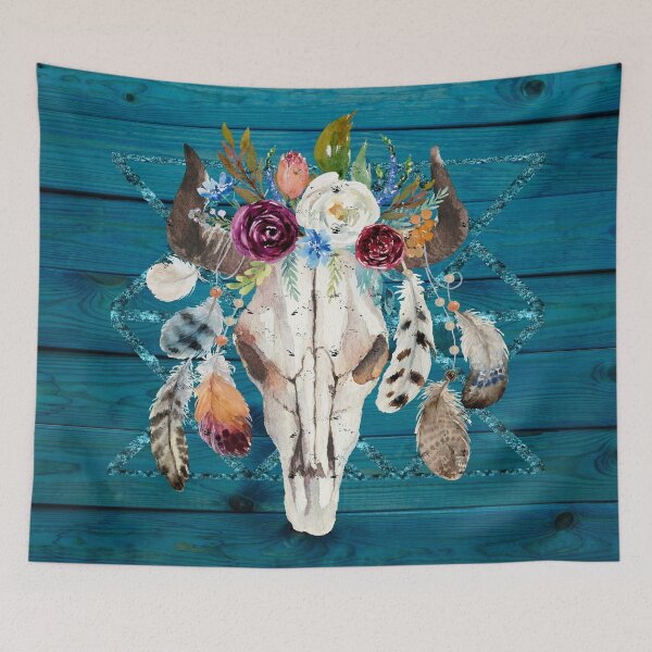 Item preview, Southwestern Rustic Boho Glam Longhorn Skull Feathers designed and sold by Glimmersmith.