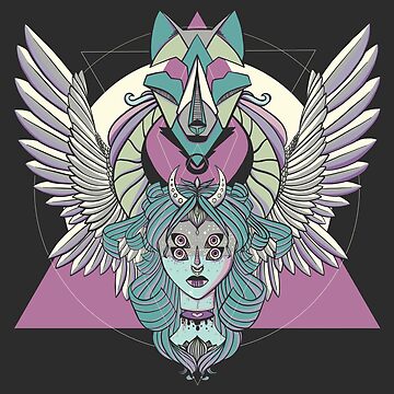 Valkyrie Monster Girl + Wolf Geometric  | Long T-Shirt