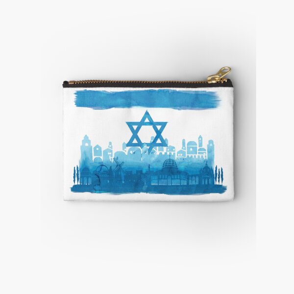 Item preview, Israeli Flag & City skyline - watercolor designed and sold by jay-p.