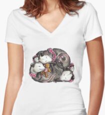 Sleeping Opossums Fitted V-Neck T-Shirt