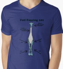 Foil Fencing Giraffe with Instructions Men's V-Neck T-Shirt
