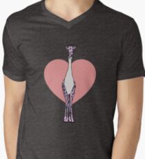 Foil Fencing Giraffe Pink Heart Men's V-Neck T-Shirt
