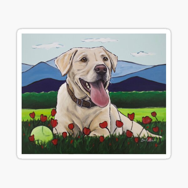 Item preview, Colorful Yellow Lab art designed and sold by leekellerart.