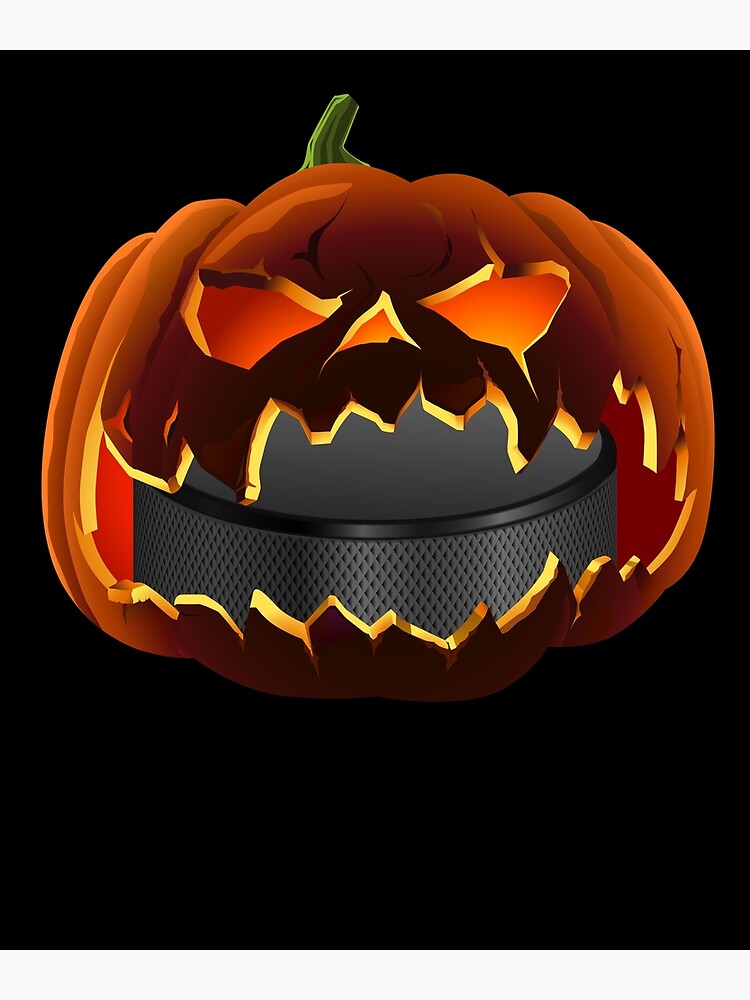 Halloween Hockey Pumpkin Eating a Puck T-Shirt