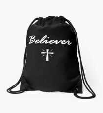 Believer Cross Bible Verse Christian Jesus Christ Love Drawstring Bag