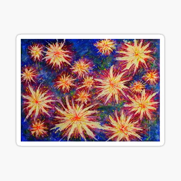 Explosion and Fireworks, celebration of colour and nature, abstract prophetic art Sticker