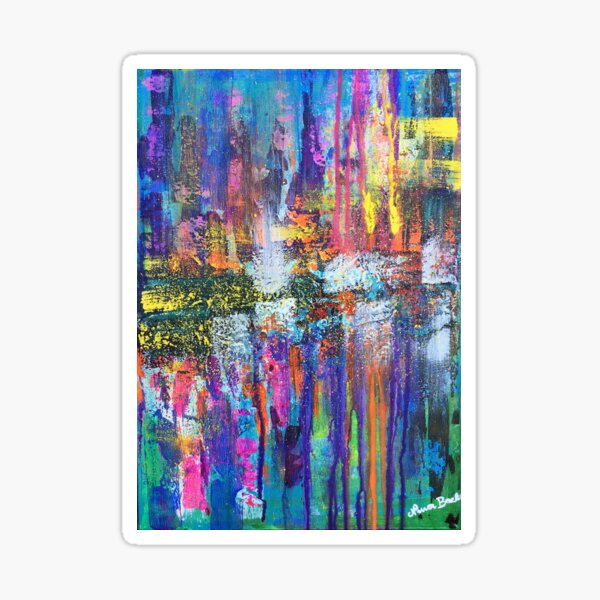 Reflective metropolis - abstract expressionism prophetic original colourful art, cityscape Sticker