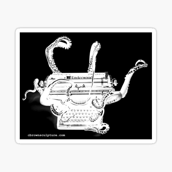 Ghost Image Octopus Typewriter Sticker