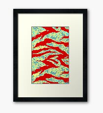 Woodcut camo red/yellow camouflage Framed Print
