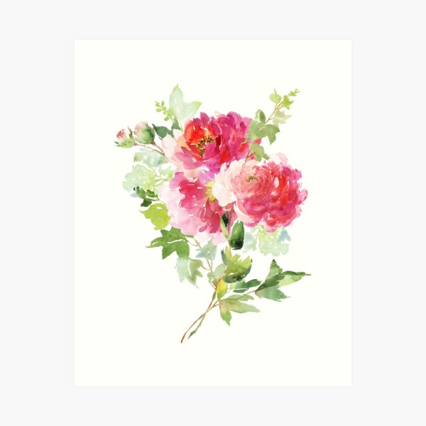 Item preview, Wild Peonies Bouquet in Pink Watercolor designed and sold by junkydotcom.