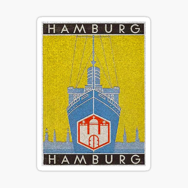 Weinlese-Hamburg-Reise-Plakat, 1955 Sticker