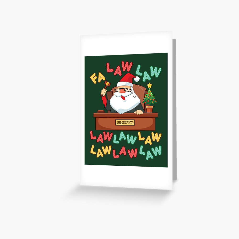 "Funny Lawyer Christmas Santa Fa Law Law" Greeting Card for Sale by