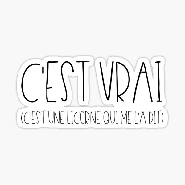 Vista previa del artículo con la obra «C'est vrai, c'est une licorne qui me l'a dit», diseñado y vendido por TheLemonBox.