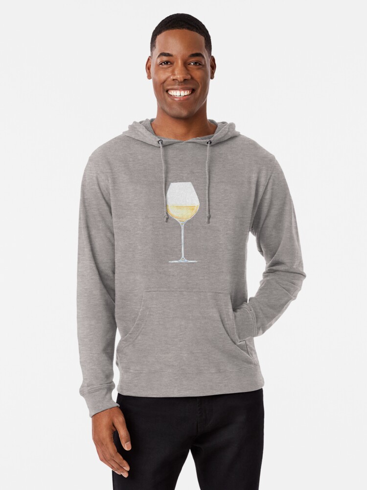Thumbnail 1 von 5, Leichter Hoodie, Glas mit Weißweinaquarellillustration designt und verkauft von FuzzyLogicKate.