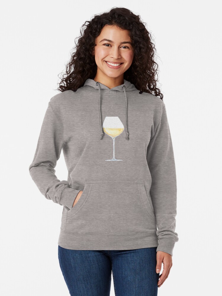 Thumbnail 2 von 5, Leichter Hoodie, Glas mit Weißweinaquarellillustration designt und verkauft von FuzzyLogicKate.