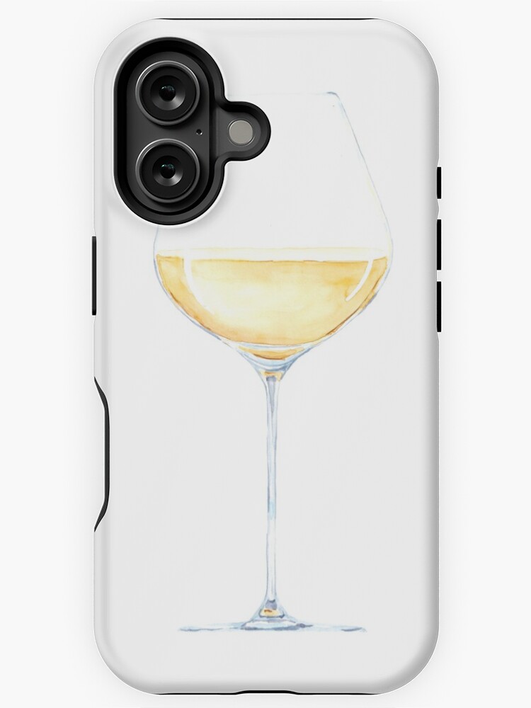 Thumbnail 1 von 4, iPhone-Hülle, Glas mit Weißweinaquarellillustration designt und verkauft von FuzzyLogicKate.