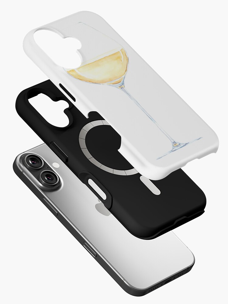 Thumbnail 2 von 4, iPhone-Hülle, Glas mit Weißweinaquarellillustration designt und verkauft von FuzzyLogicKate.