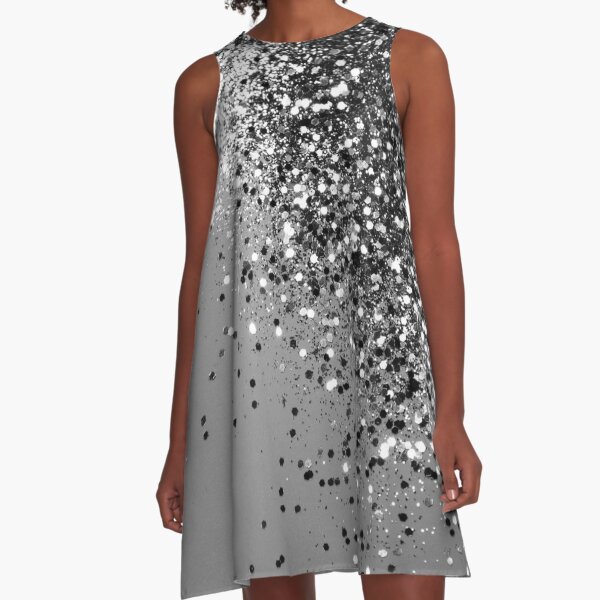 Sparkling Silver Gray Lady Glitter #1 #shiny #decor #art A-Line Dress