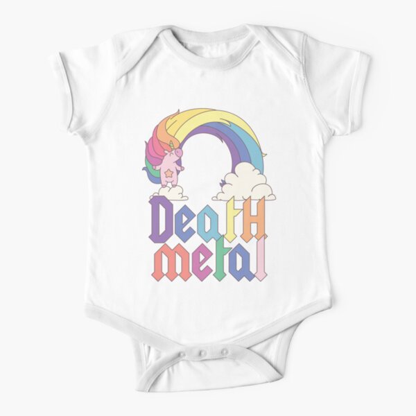 Funny Death Metal Licorne Mignonne Rock Fan de groupe de musique Body manches courtes