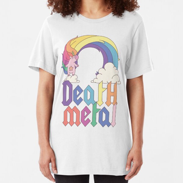 Funny Death Metal Unicorn Cute Rock Music Band Lover Slim Fit T-Shirt