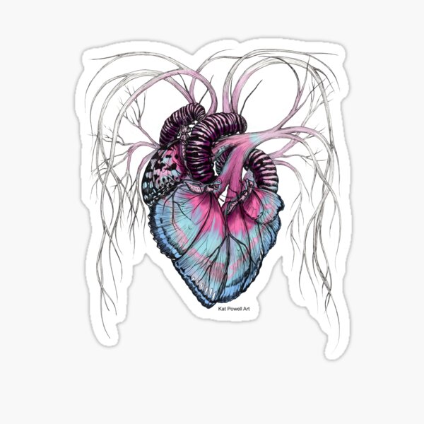 Butterfly Heart Blue Sticker