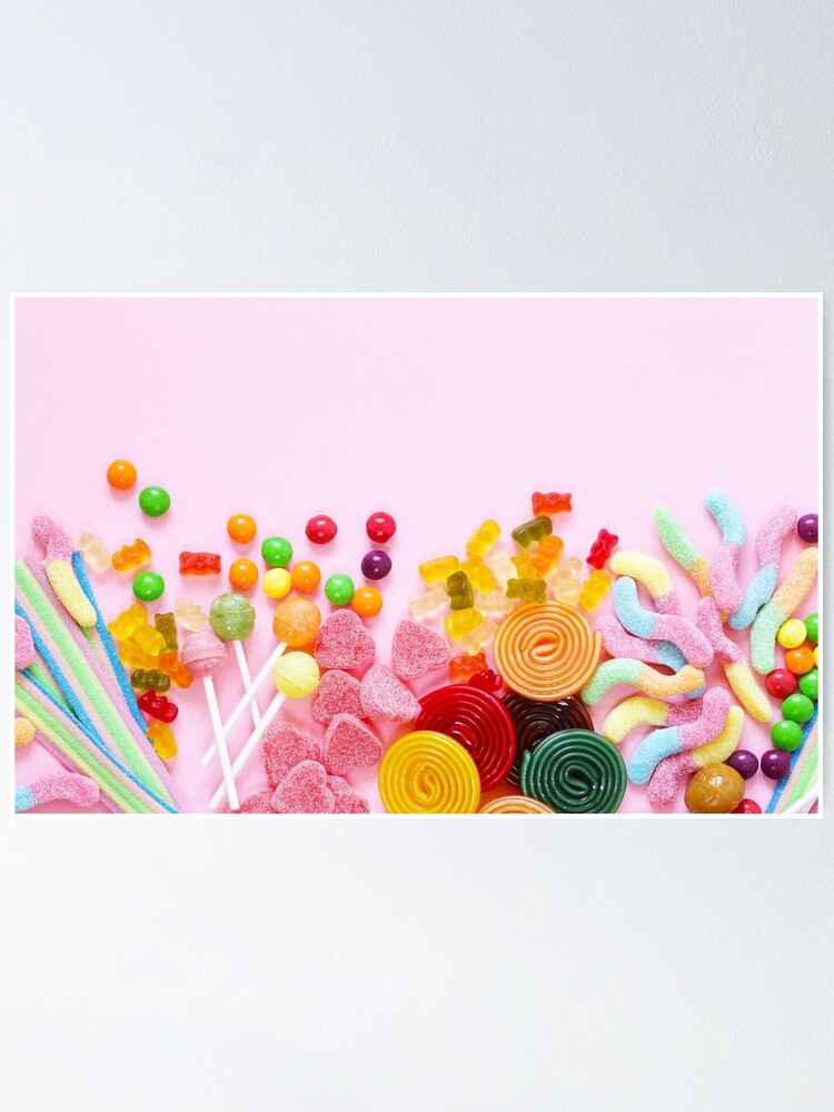 Poster for Sale avec l'œuvre « Bonbons d'anniversaire rose blush