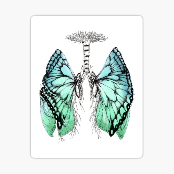 Butterfly Lung Blue Green Sticker