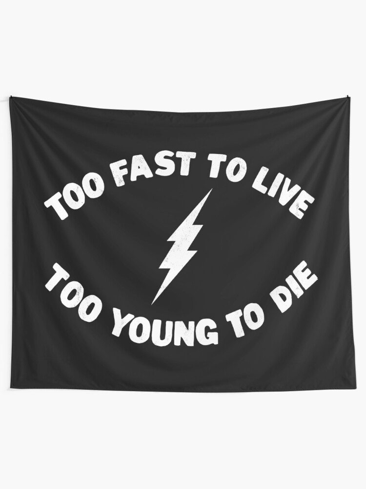 Too Fast To Live Too Young To Die Punk Rock Flash White Distressed Tapestry By Pissandvinegar Redbubble