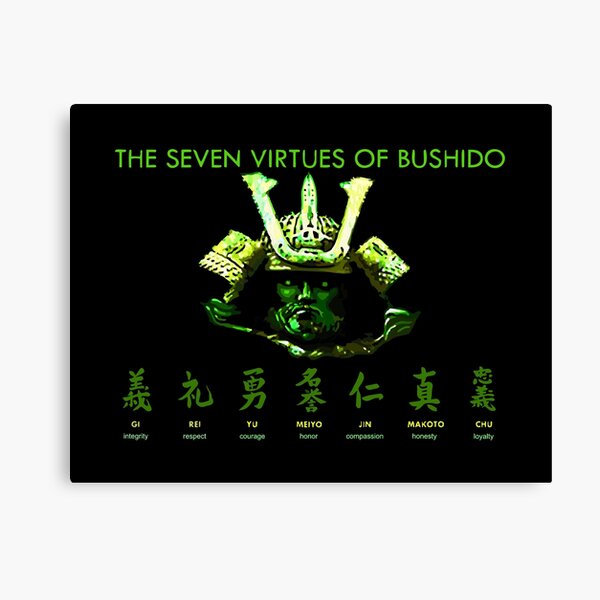 Japanische Samurai Leinwand - Bushido 7 Tugenden Wanddekoration