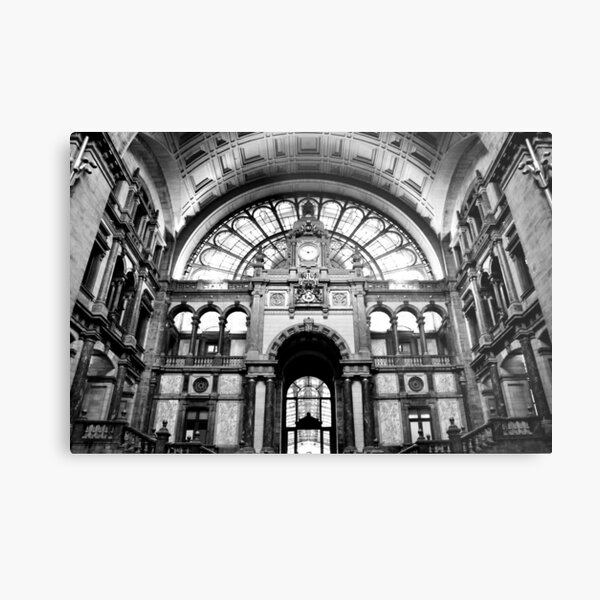 Central Station / Antwerp - Black and White Metal Print