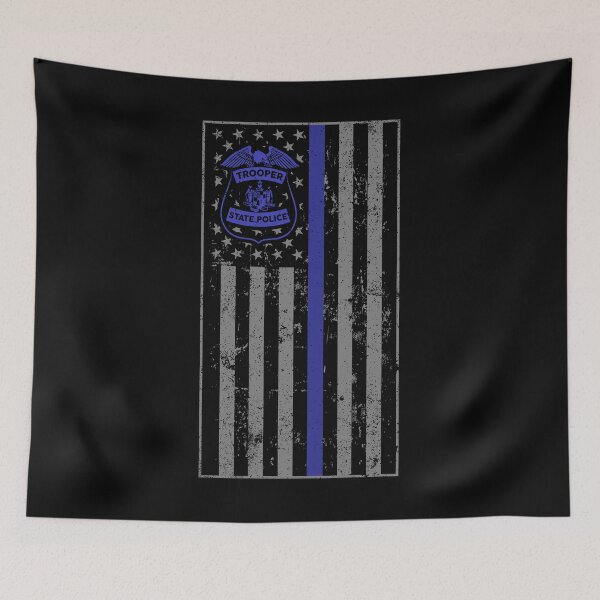 Artikelvorschau, State Trooper dünne blaue Linie Flagge entworfen und verkauft von shoppzee.