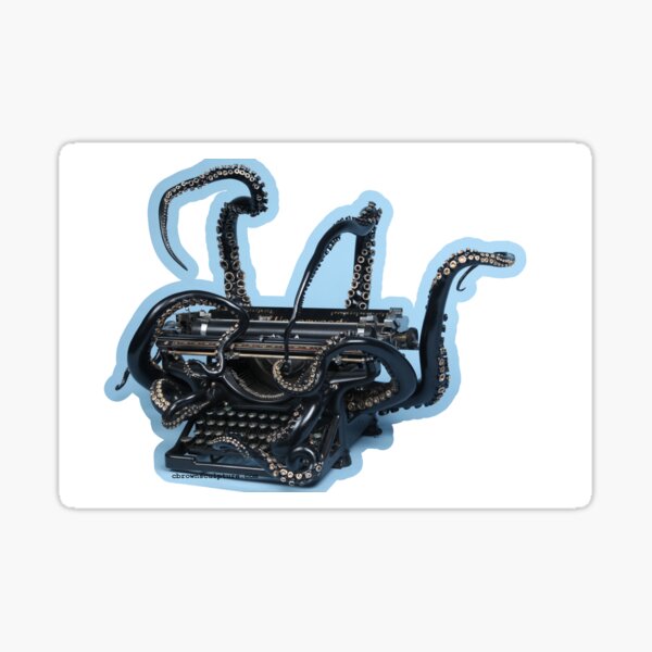Color, Contoured Octopus Typewriter Sticker