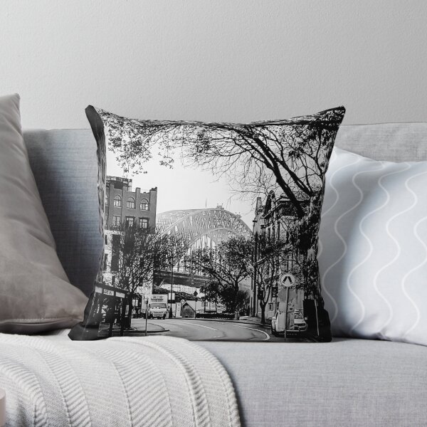 Silvered Sydney Harbour Bridge Throw Pillow