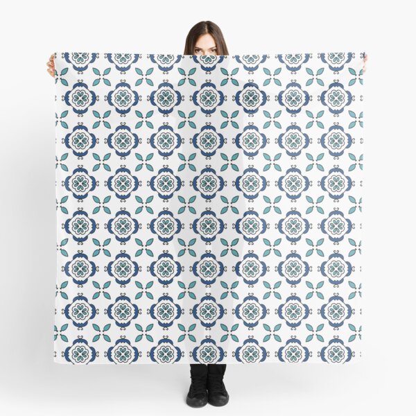 Teal Tile Pattern Scarf