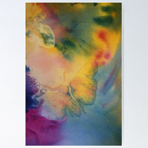 Watercolour: Moth in Watercolour with just a hint of a soft butterfly Poster