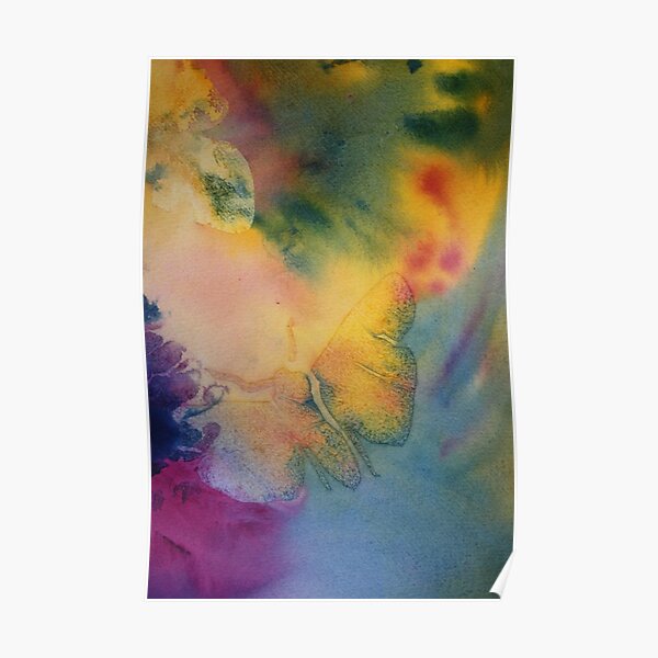 Watercolour: Moth in Watercolour with just a hint of a soft butterfly Poster