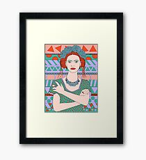 Frida Kahlo with roses in her hair Framed Print