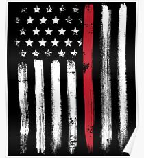American Flag Thin Red Line Firefighter Poster